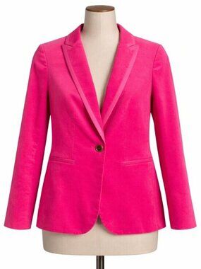 J.Crew Factory Velvet Blazer Pink One Button Size 0